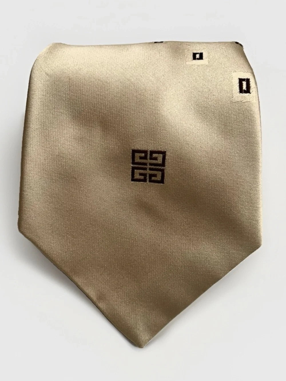 Givenchy Vintage Mens‎ Designer Tie Beige Geometric Classic Luxury Retro Necktie